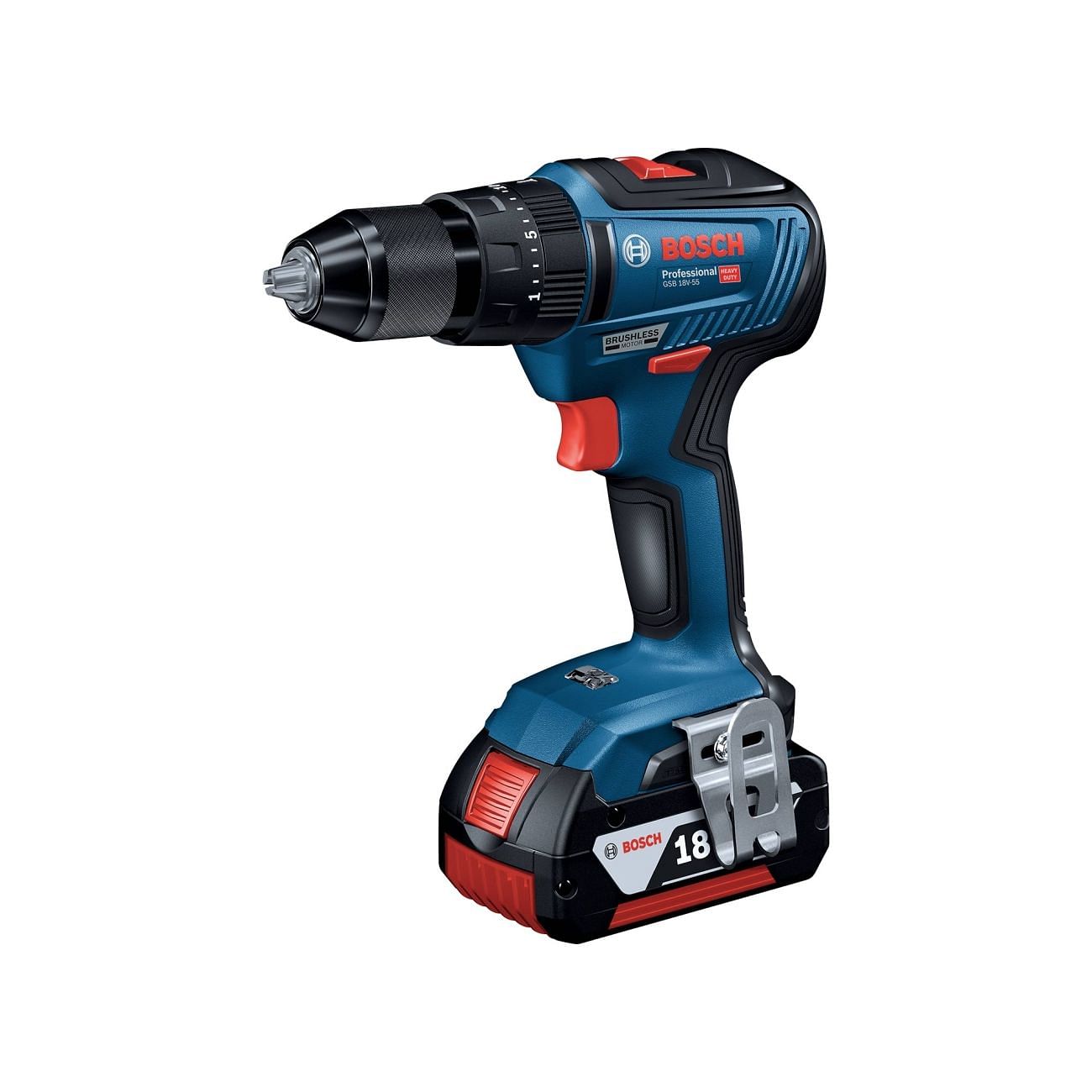 Cordless screwdriver drills with percussion battery operated 18V BOSCH GSB 18V 55 Link Gruppo S.p.A