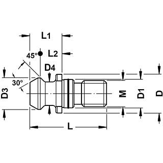 Pull studs ISO 7388/2B not drilled with OR