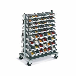 Trolleys with containers for small parts