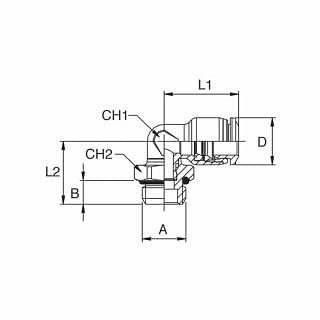 Adjustable male push to connect L fittings in technopolymer AIGNEP 50116