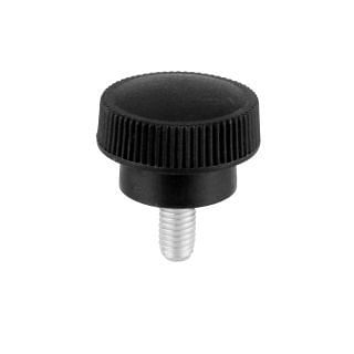 Knurled lobe knobs in technopolymer zinc-plated stud