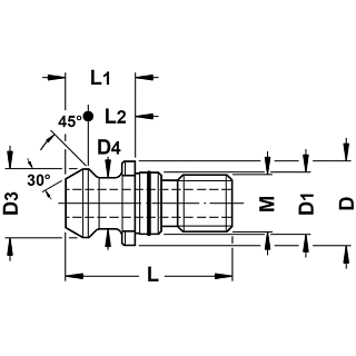 Anzugsbolzen, ISO 7388/2B, mit Bohrung, mit Dichtung