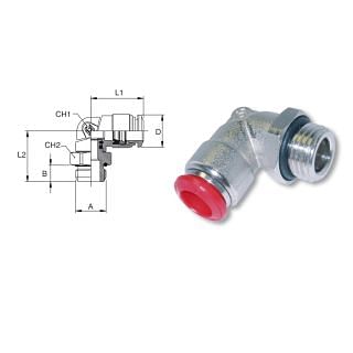 Adjustable male push to connect L fittings in nickel-plated brass AIGNEP 50116