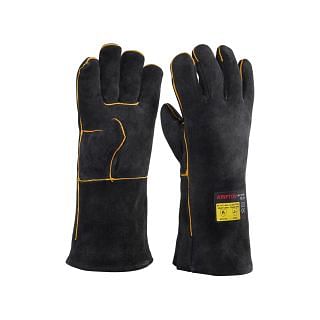 Heat resistant gloves in plush split leather KEVLAR ZANGANI 14909 seams