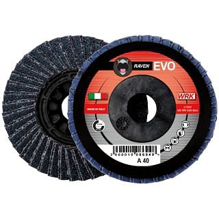 Flap grinding discs with reinforced flat nylon backing in zirconium abrasive cloth WRK RAVEN EVO PLASTICA