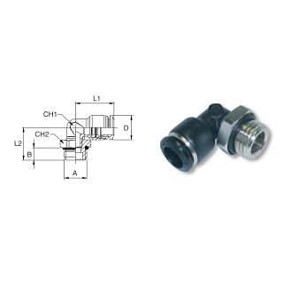 Adjustable male push to connect L fittings in technopolymer AIGNEP 50116