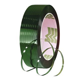 Heat sealable plastic straps in polyroylene PET green knurled