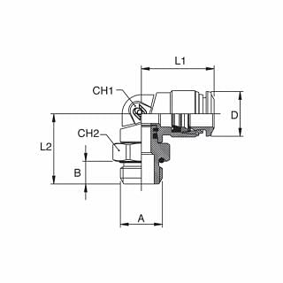 Adjustable male push to connect L fittings in nickel-plated brass AIGNEP 50116