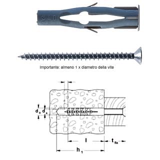 Tasselli in nylon FU con vite a testa svasata piana Pozidriv FISCHER