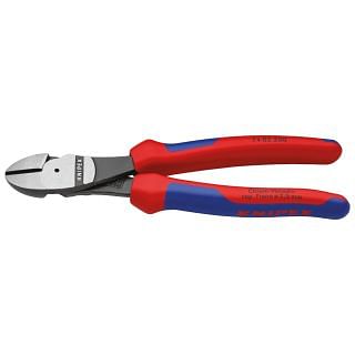 Szczypce tnące z ostrzem ukośnym o zwiększonym przełożeniu KNIPEX 74 02 140/160/180/200/250