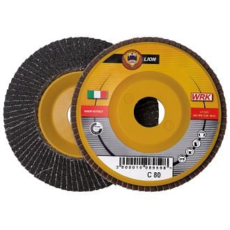 Flap grinding discs with plastic backing in silicon carbide abrasive cloth WRK LION PLASTICA