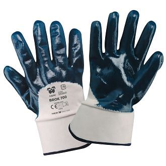 Work gloves in fabric with double NBR coating