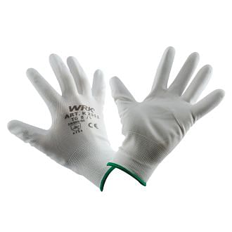 Guantes de trabajo de poliéster impregnados en poliuretano blancos WRK