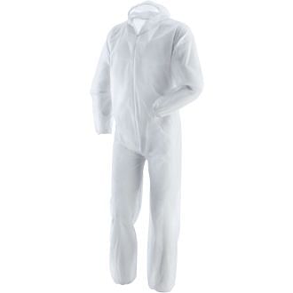 One piece disposable overalls with hood