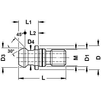 Anzugsbolzen, ISO 7388/2B, mit Bohrung, mit Dichtung