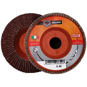 Flap grinding discs with plastic backing in aluminium oxide abrasive cloth WRK BULLDOG PLASTICA