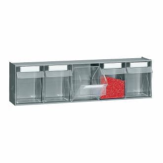 Plastic storage cabinets for small parts PRACTIBOX 5 compartments