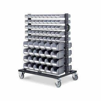 Trolleys with containers for small parts