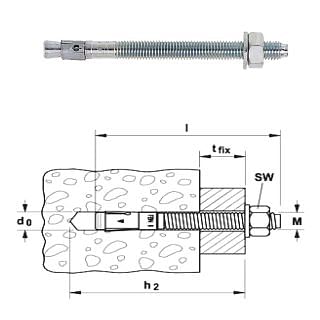 Bolt anchor zinc-plated steel for non-cracked concrete FBN II FISCHER