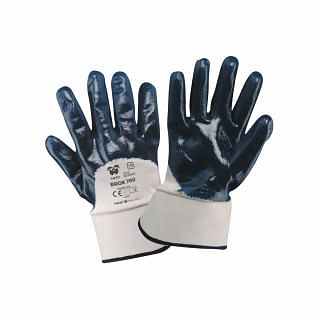 Work gloves in fabric with double NBR coating