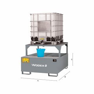 Spill pallets in steel with inclined support for cisterns WODEX WX9906