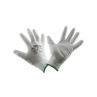 Guantes de trabajo de poliéster impregnados en poliuretano blancos WRK